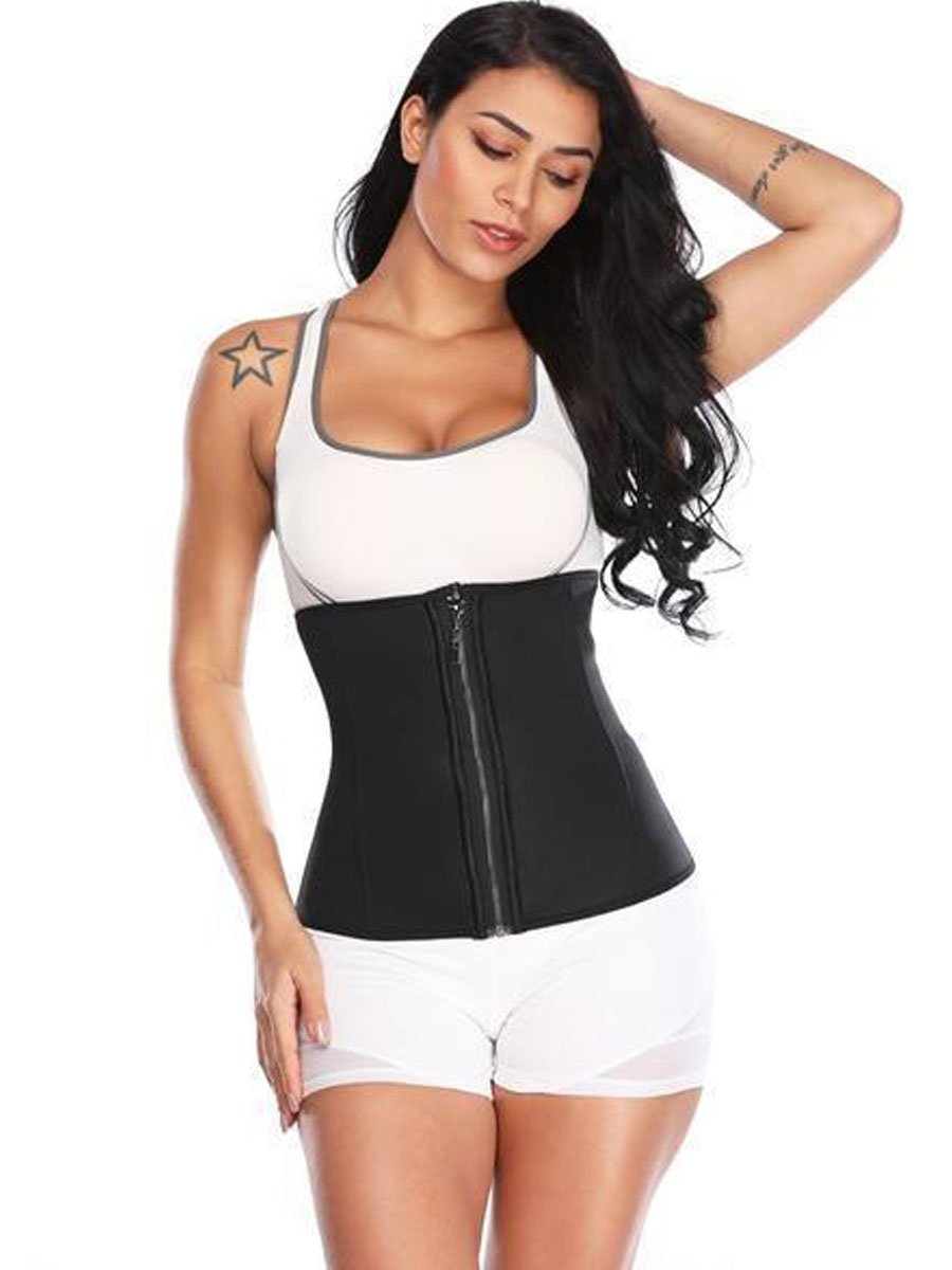 Latex Waist Trainer Zip-up waist trainer 2XL / Black Hourglass Gal