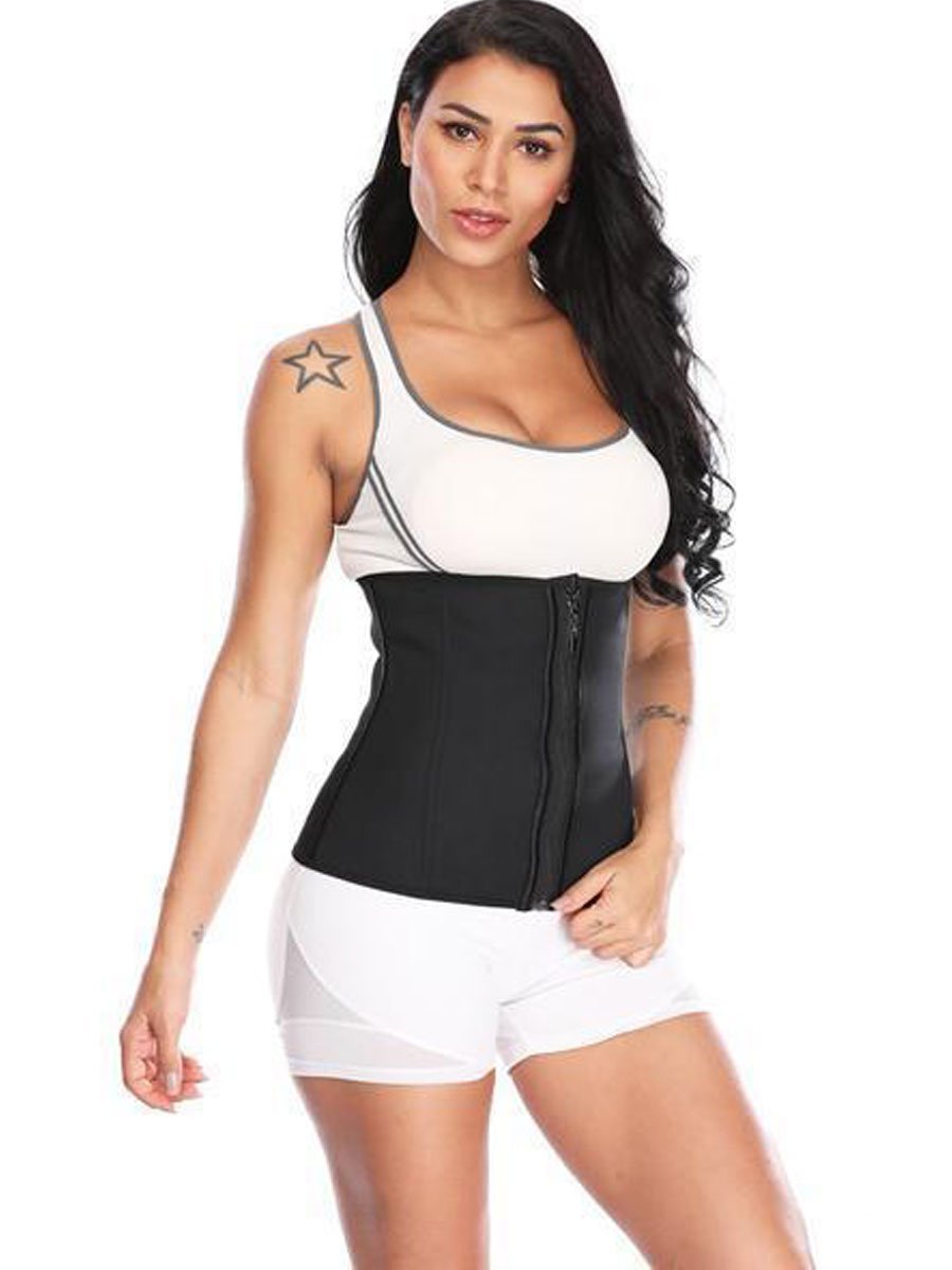 Latex Waist Trainer Zip-up waist trainer L / Black Hourglass Gal