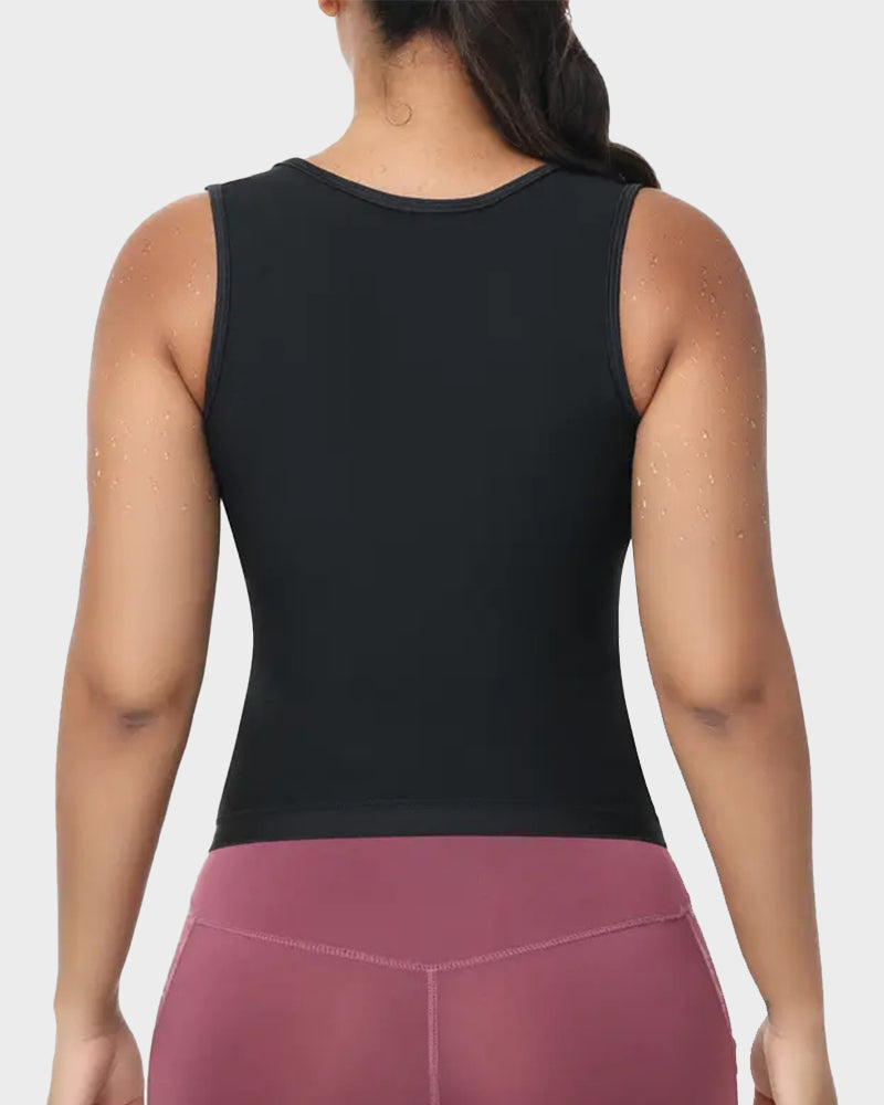 Adjustable Sauna Sweat Waist Trainer Tank Top blue d
