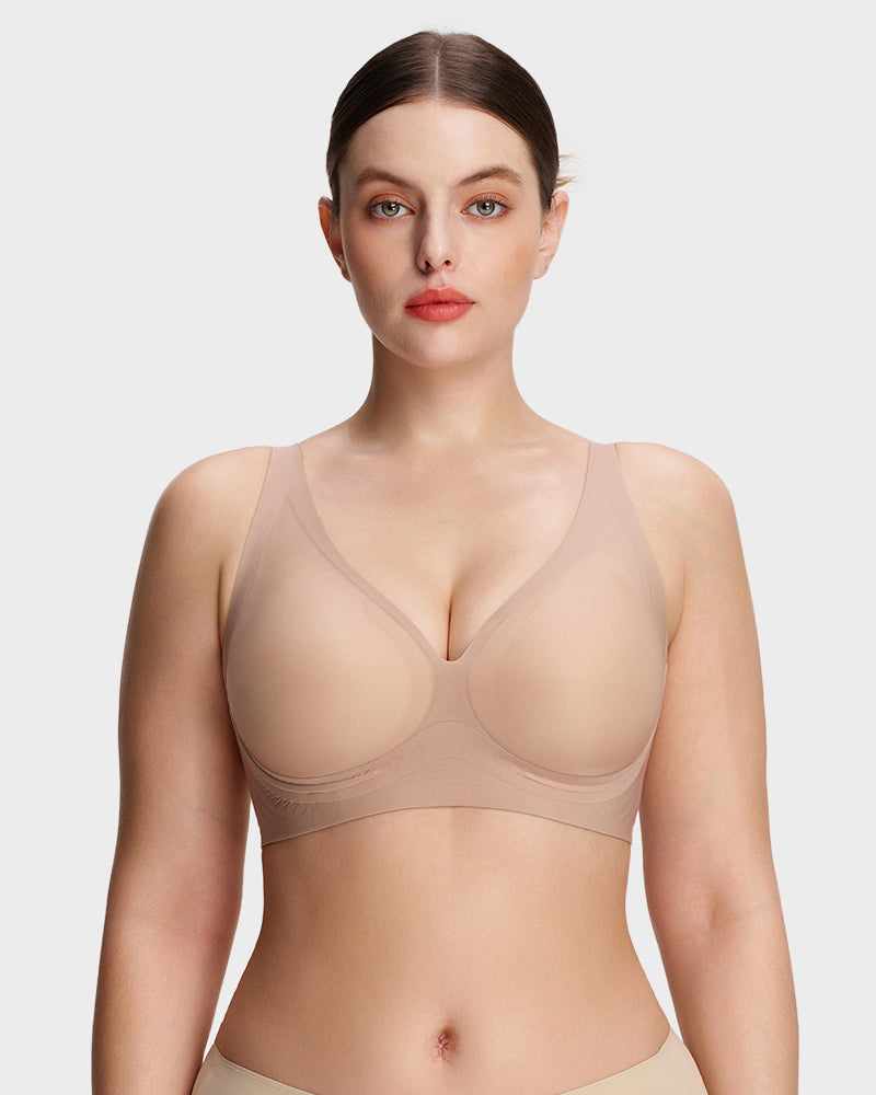 AirEase Deep V Breathable Lightweight Jelly Support Bra nude