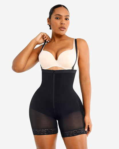Firm Tummy Compression Bodysuit Shaper With Butt Lifter in black