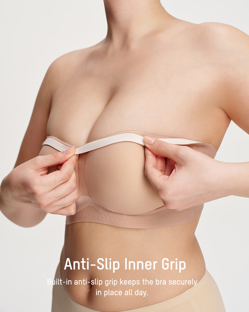 Anti SlipSoftUnderwireStraplessBra nude e