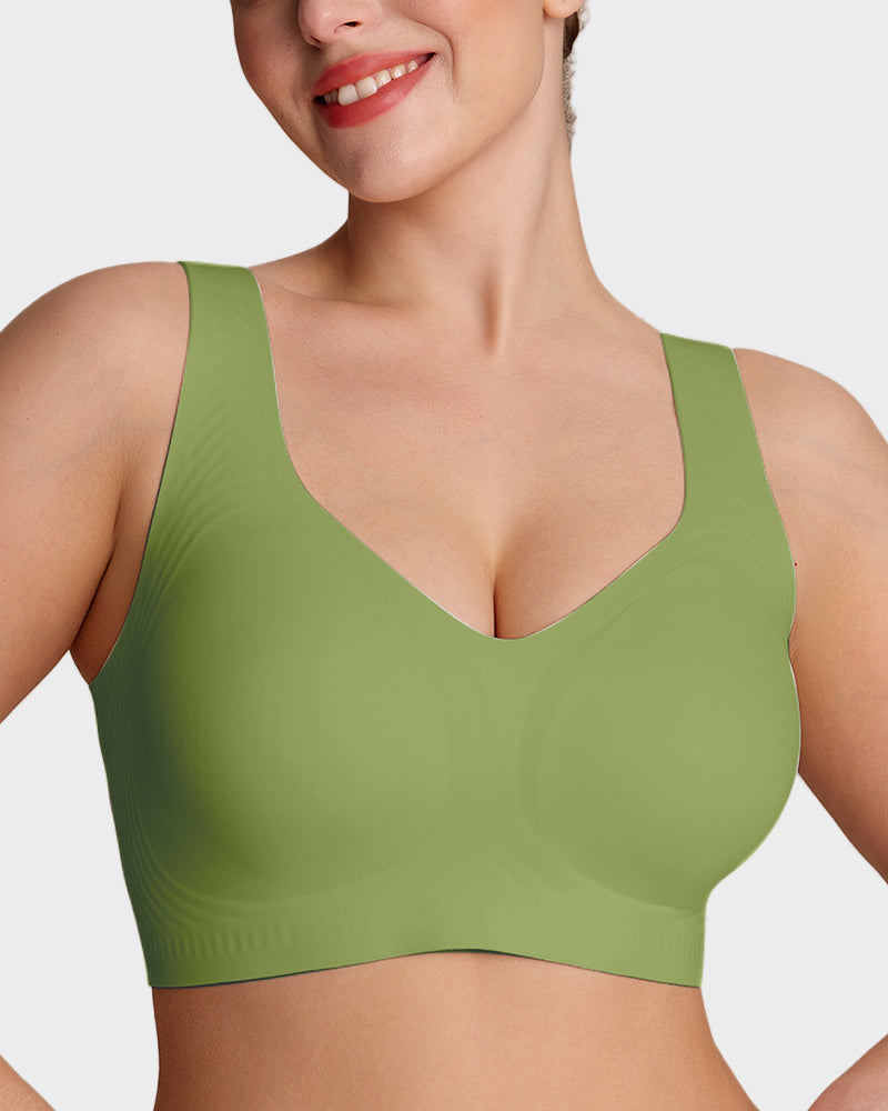 Lifting Wire Free Antibacterial Jelly Bra green