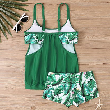 Plus Size Printed Boyshort Bikini Set