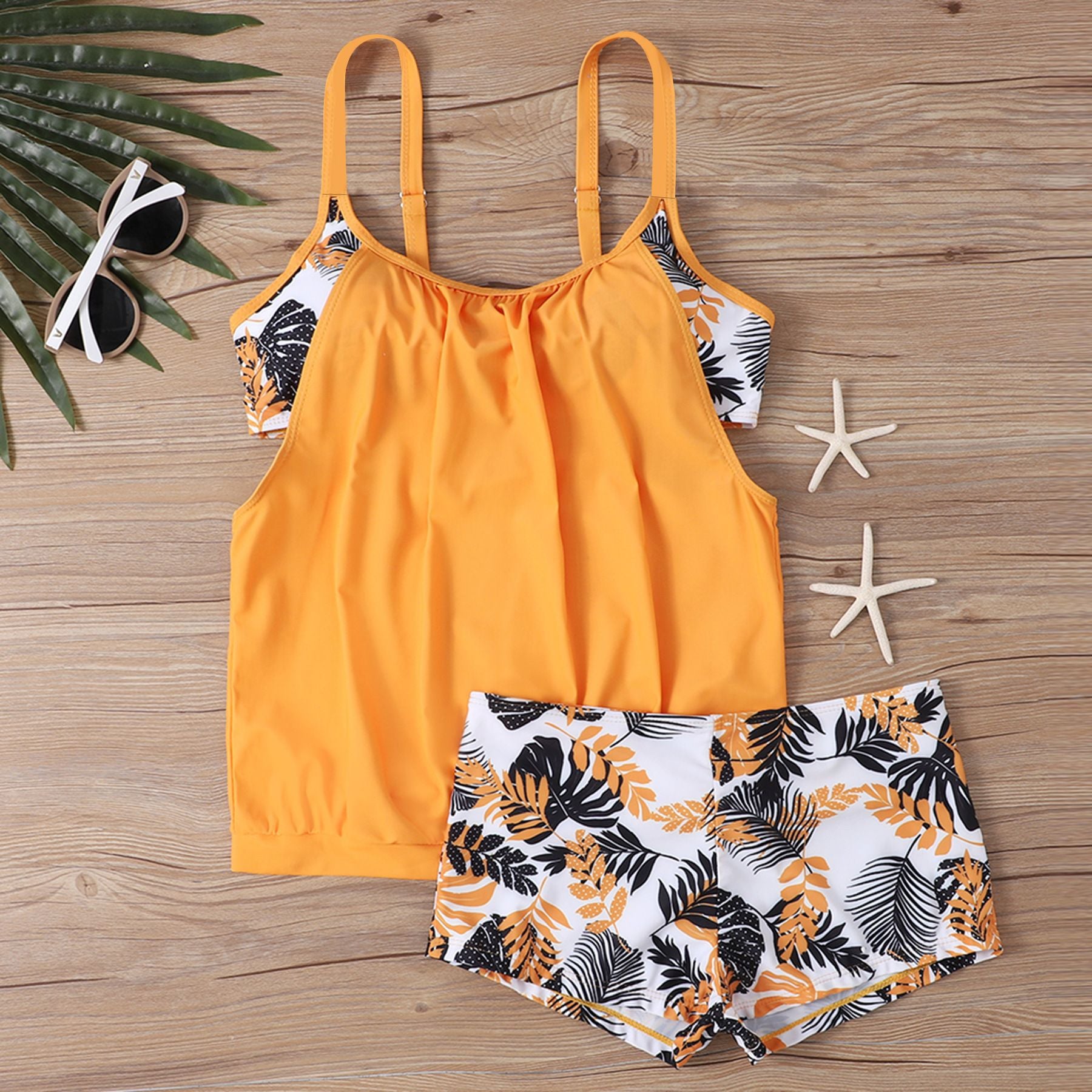 Plus Size Printed Boyshort Bikini Set