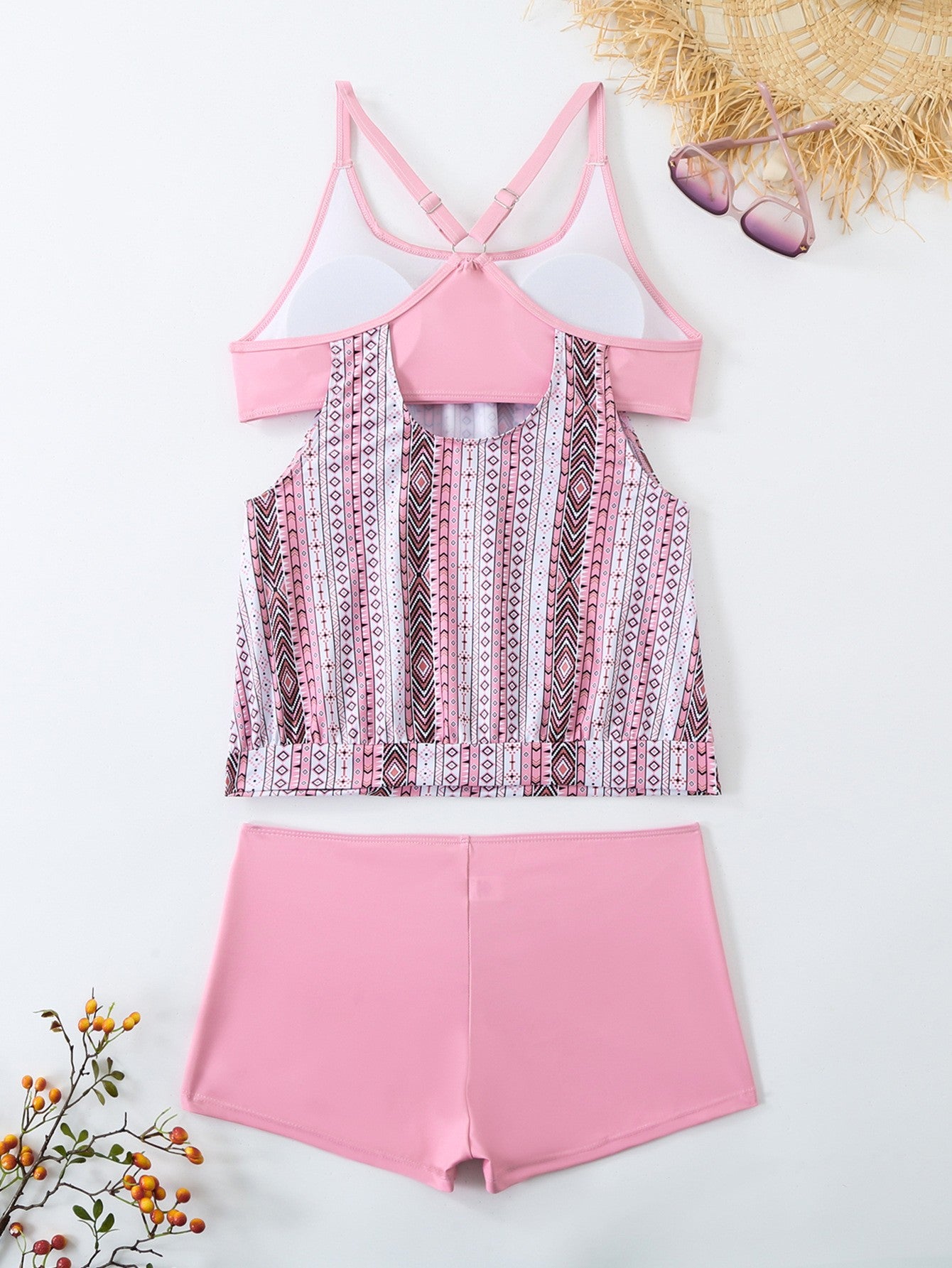 Plus Size Printed Boyshort Bikini Set