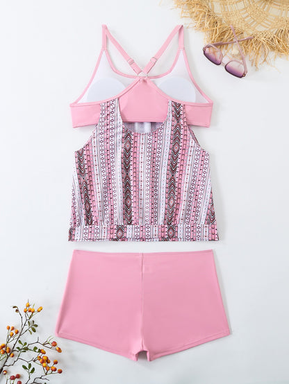 Plus Size Printed Boyshort Bikini Set