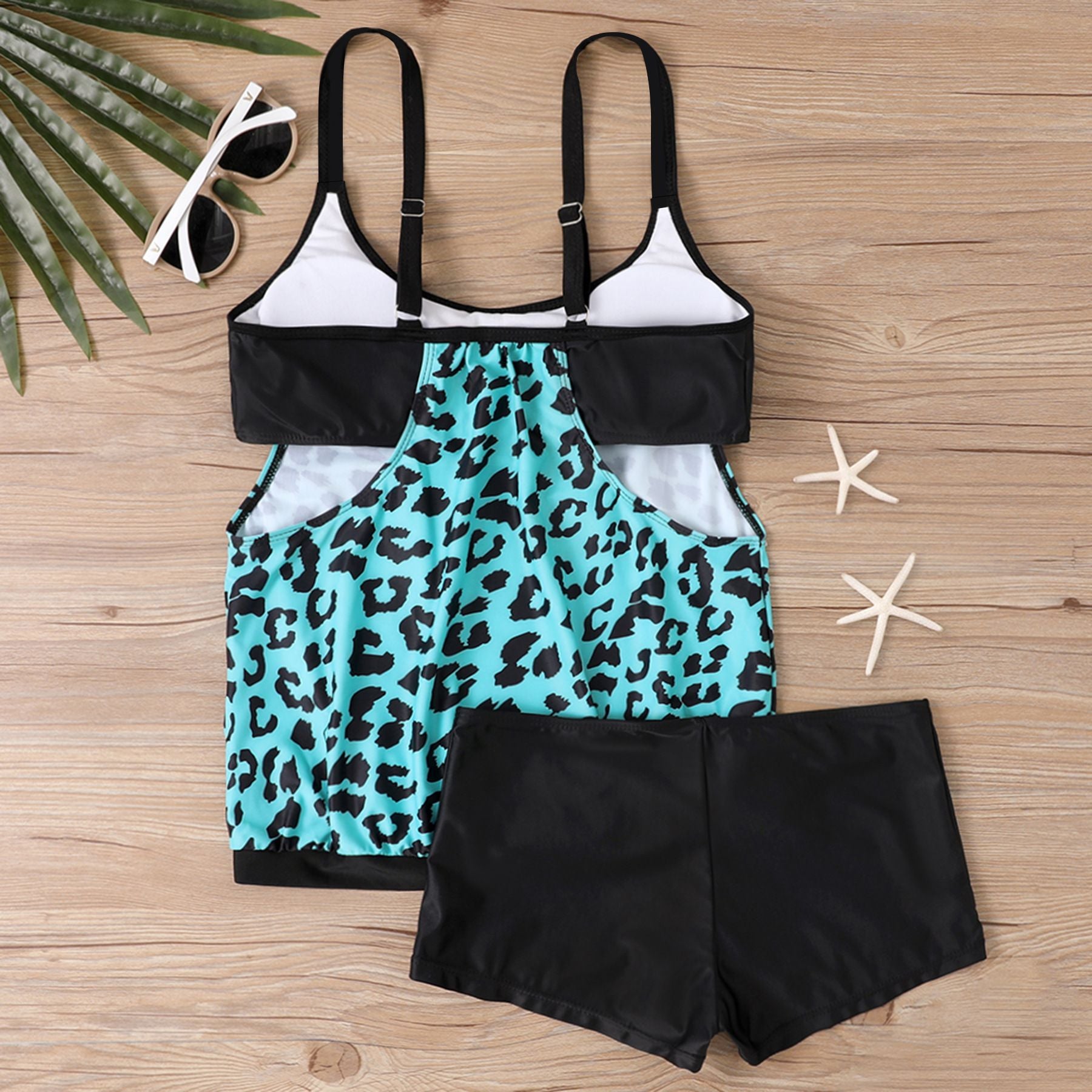 Plus Size Printed Boyshort Bikini Set