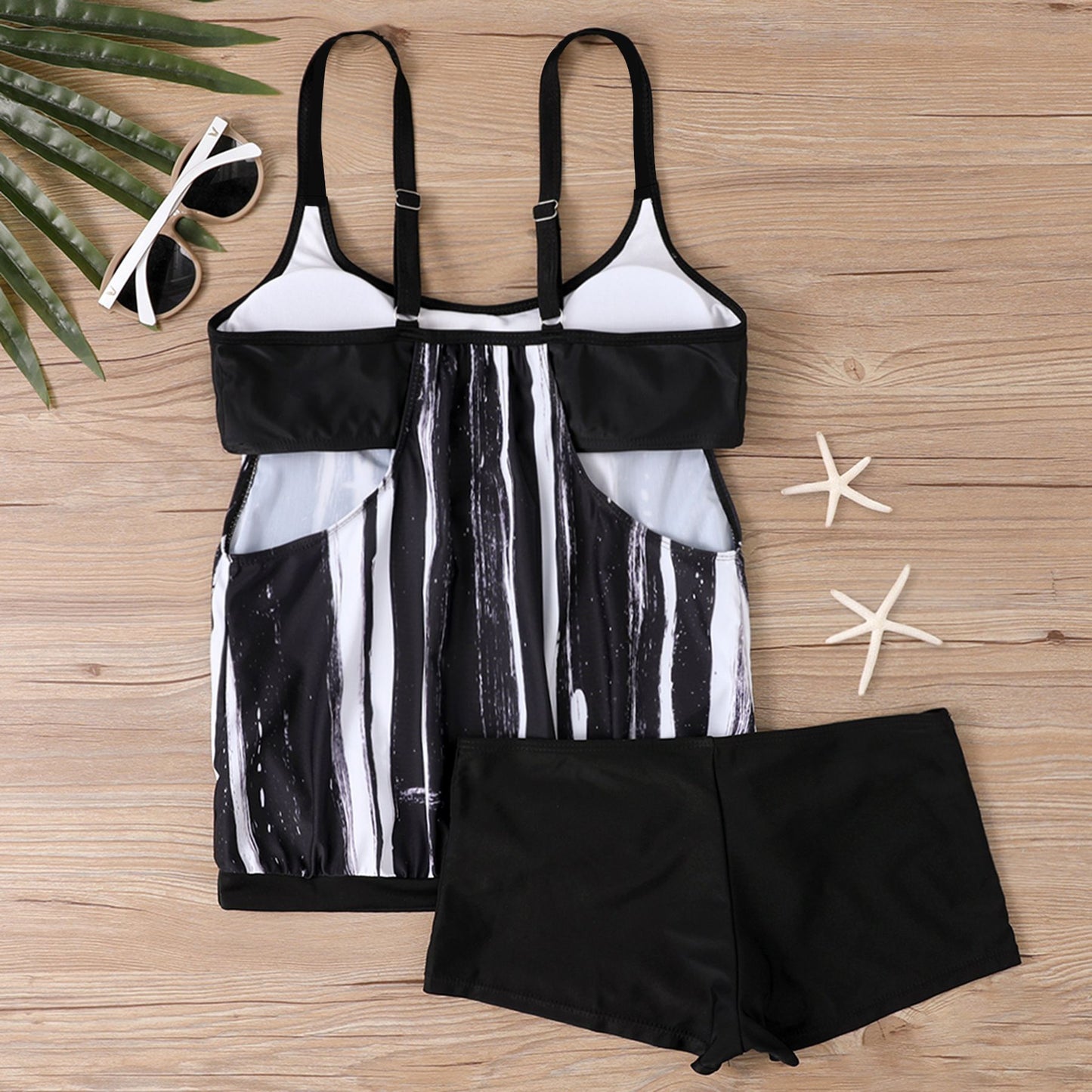 Plus Size Printed Boyshort Bikini Set