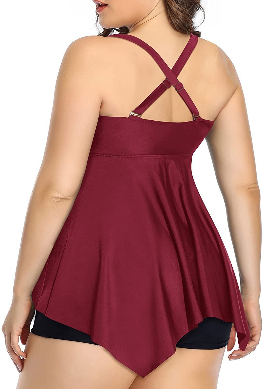 Plus Size Tummy Control Bikini Set With Swim Shorts