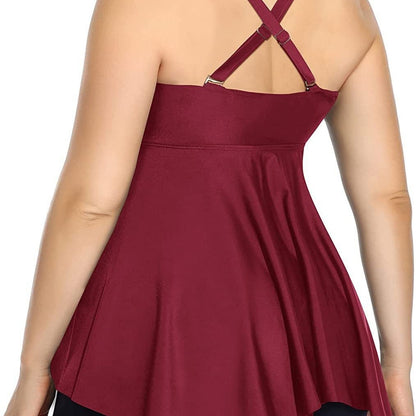 Plus Size Tummy Control Bikini Set With Swim Shorts