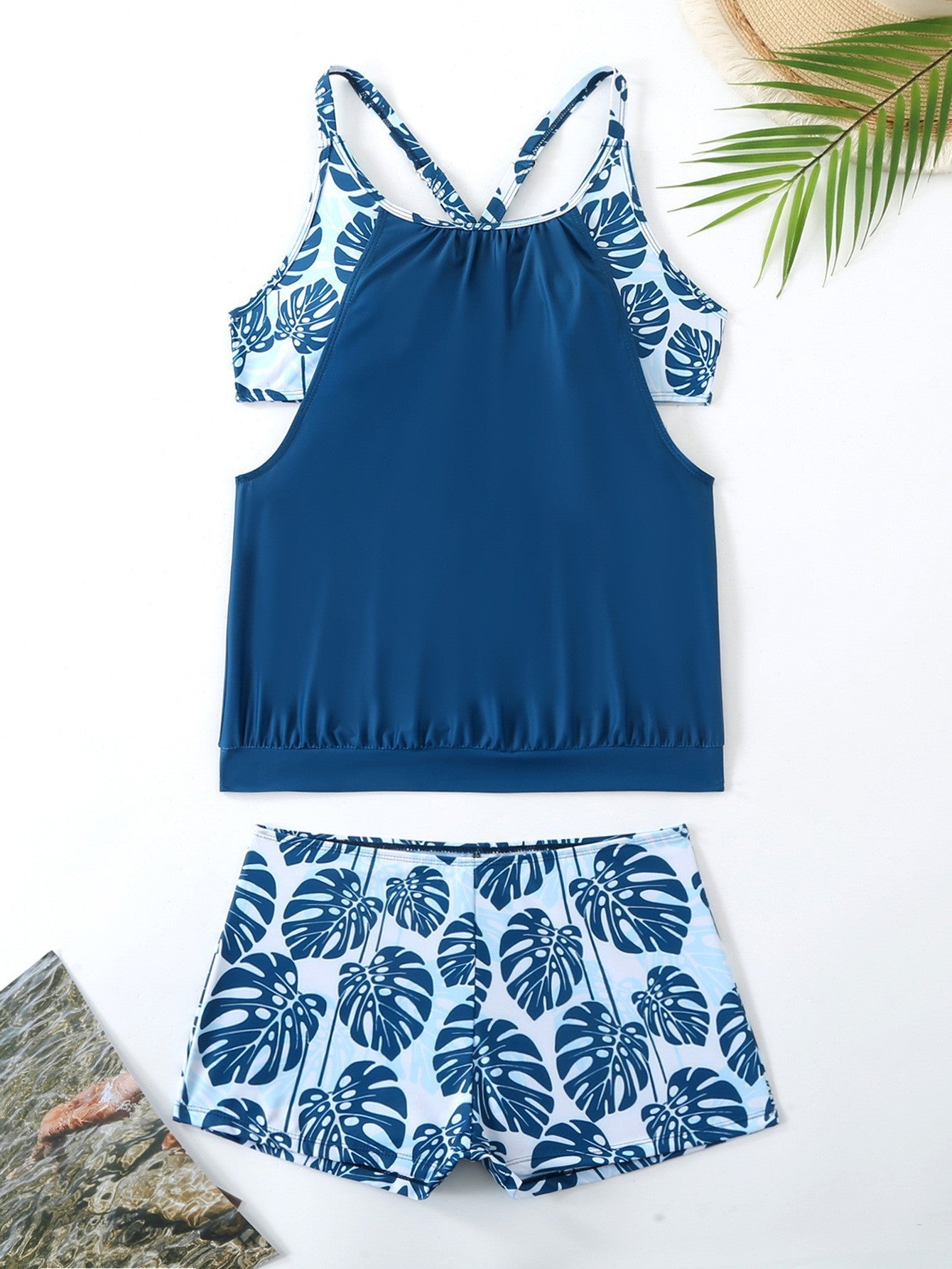 Plus Size Printed Boyshort Bikini Set