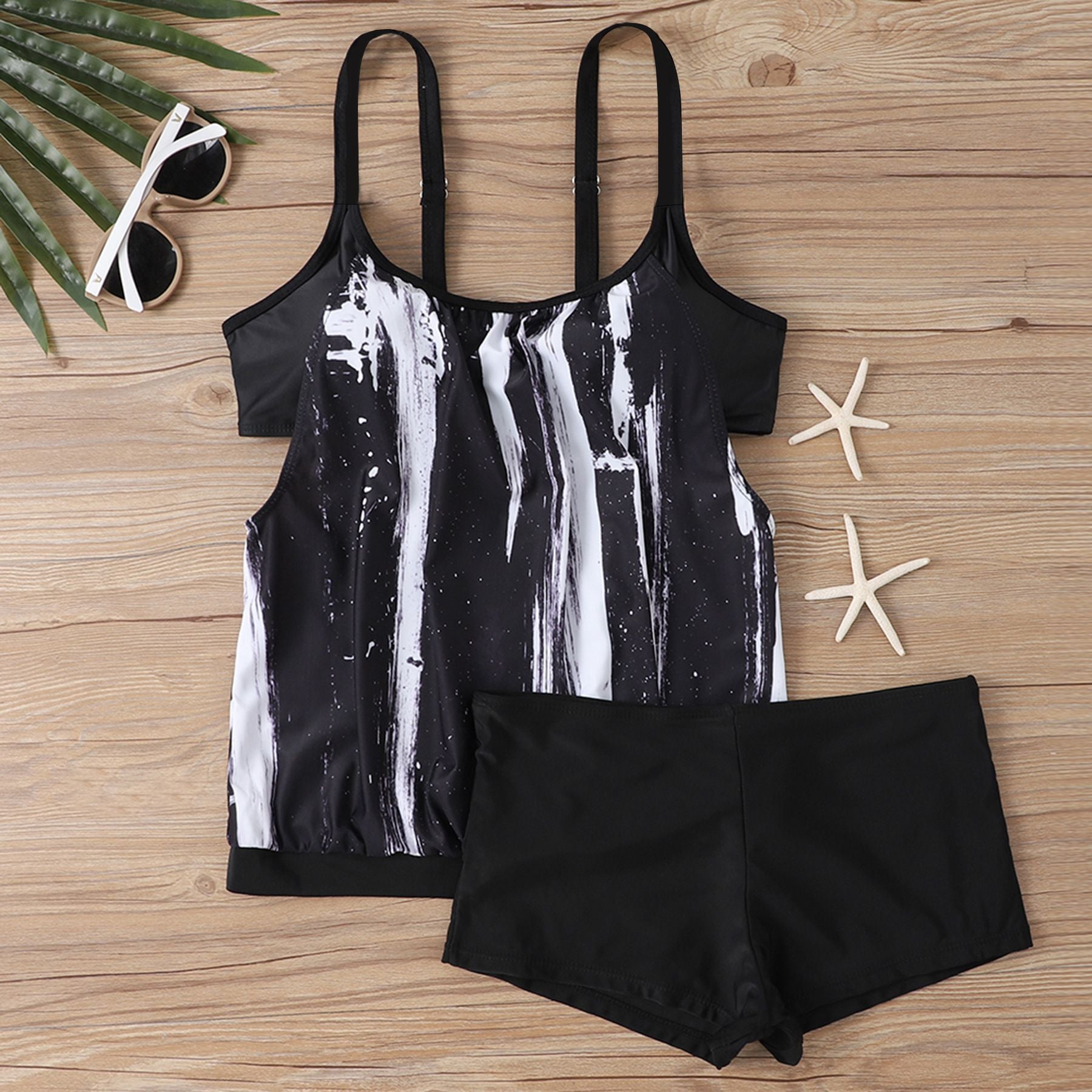 Plus Size Printed Boyshort Bikini Set