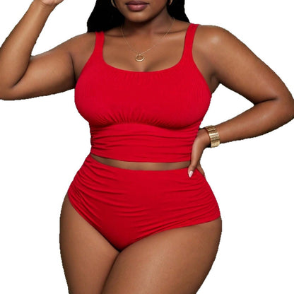 Plus Size High-Waisted Ruched Bikini Set