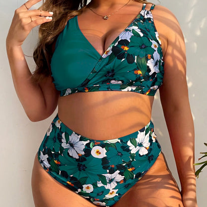 2026 plus size swimsuit floral print bikini women's swimwear plus size swimsuit 6xl