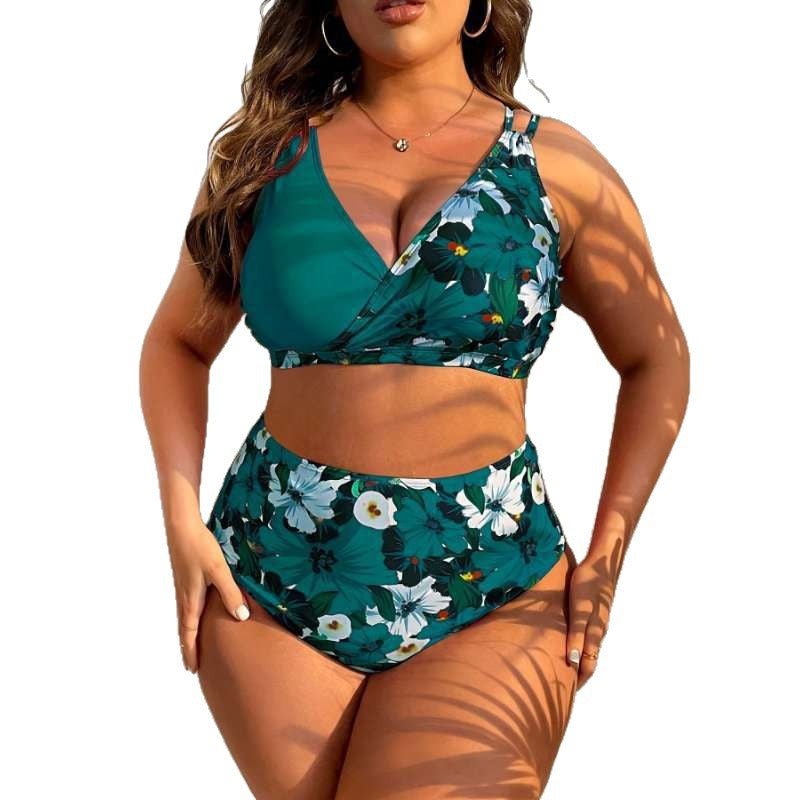 2026 plus size swimsuit floral print bikini women's swimwear plus size swimsuit 6xl