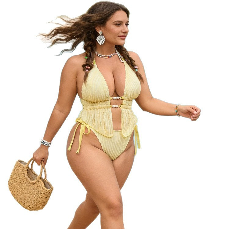 Plus Size Adjustable Tie Bikini Set