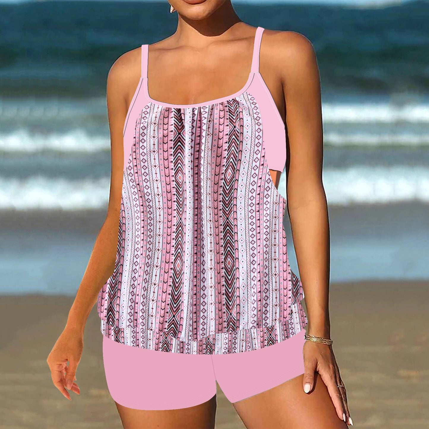 Plus Size Printed Boyshort Bikini Set