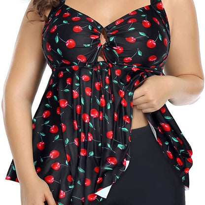 Plus Size Tummy Control Bikini Set With Swim Shorts