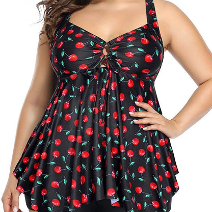 Plus Size Tummy Control Bikini Set With Swim Shorts