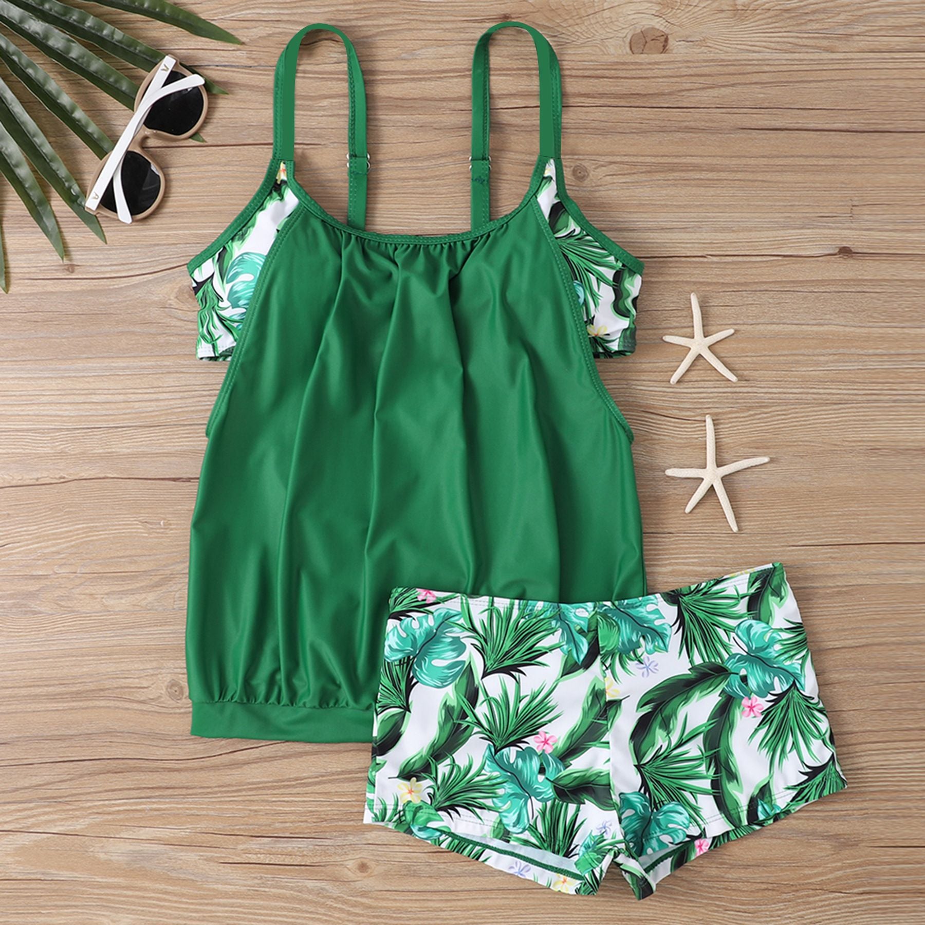 Plus Size Printed Boyshort Bikini Set
