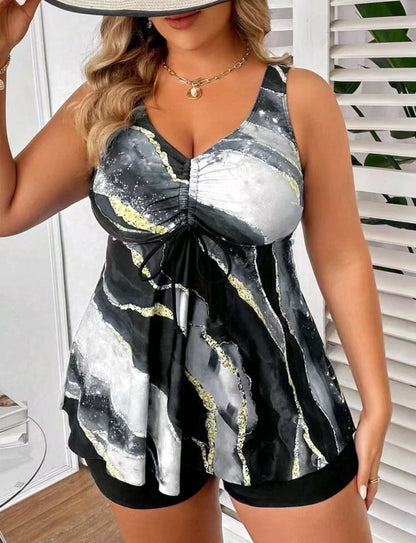 Plus Size Tummy Control Skirted One-Piece Swimsuit