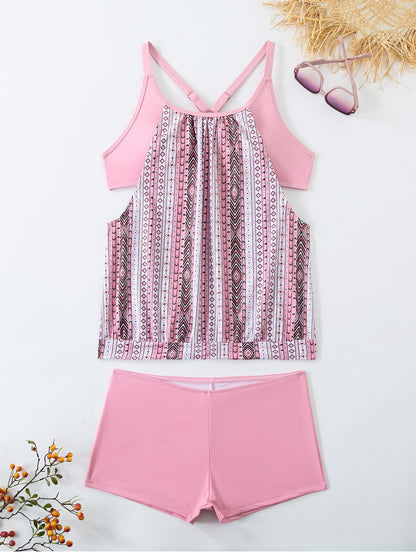 Plus Size Printed Boyshort Bikini Set