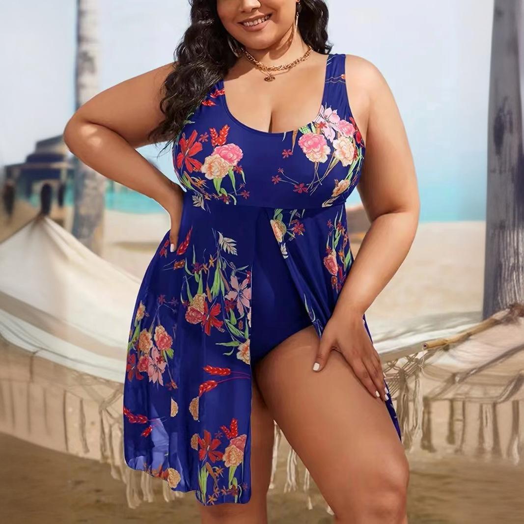 Plus Size Leopard Skirted One-Piece Swim Dress