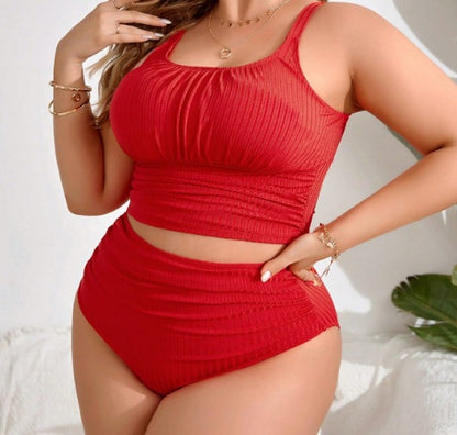 Plus Size High-Waisted Slimming Bikini Set