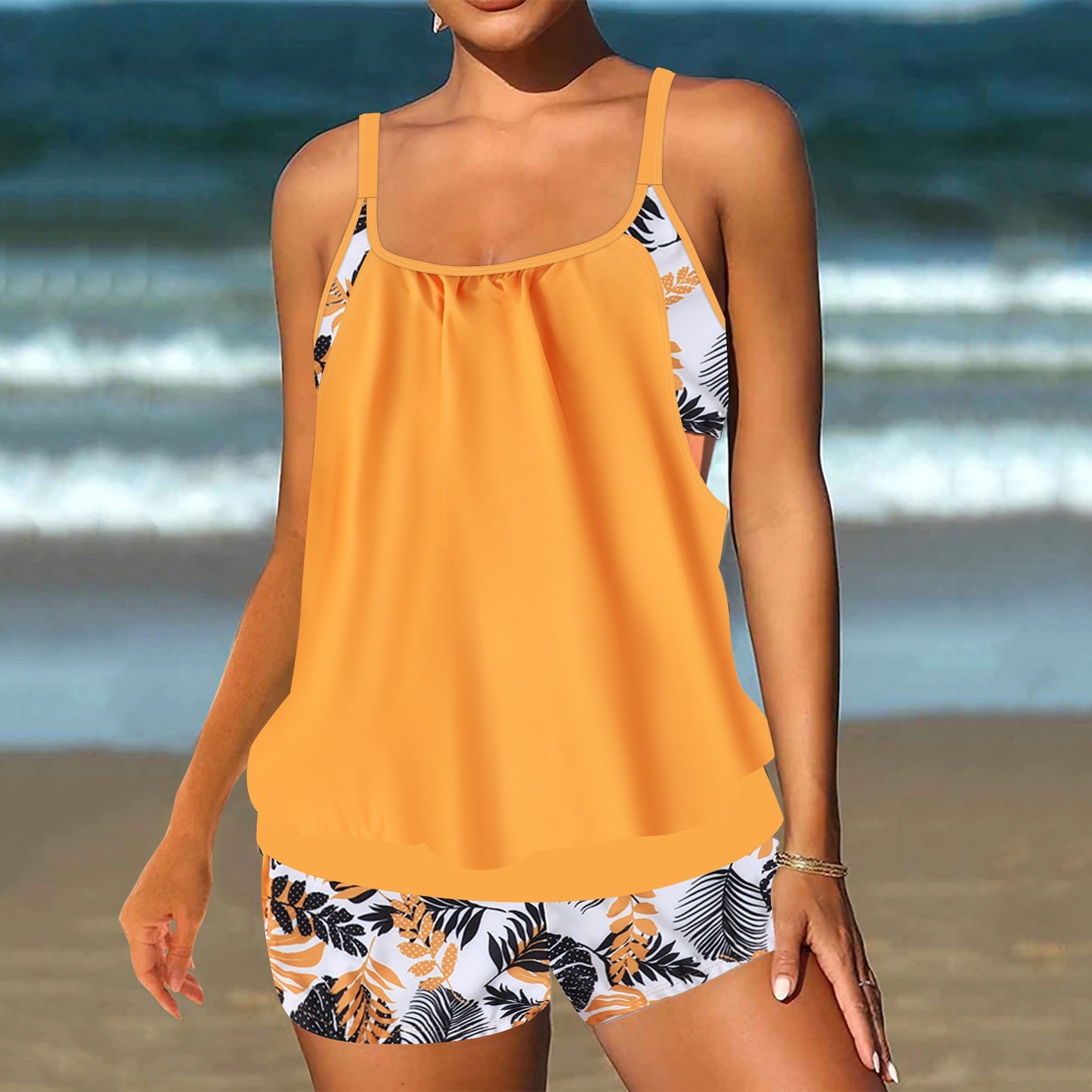 Plus Size Printed Boyshort Bikini Set