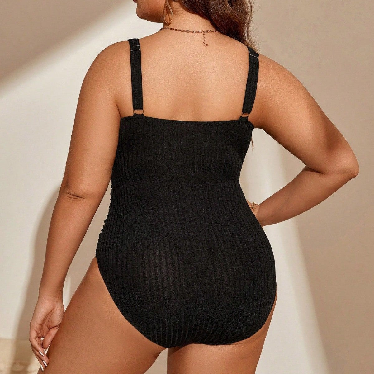 Plus Size Tummy Control Triangle One-Piece Swimsuit
