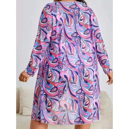 Plus Size Three-Piece Bikini Set With Long Cover-Up
