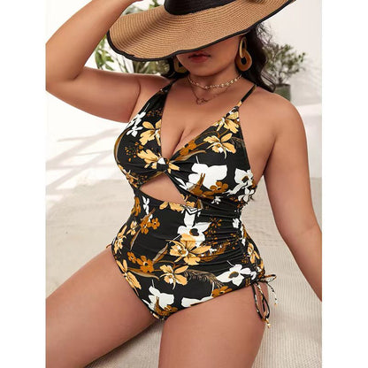 Plus size one-piece bikini - printed, push-up, cutout, bodycon swimsuit for women