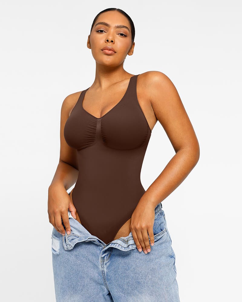 V-Neck Thong Bodysuit