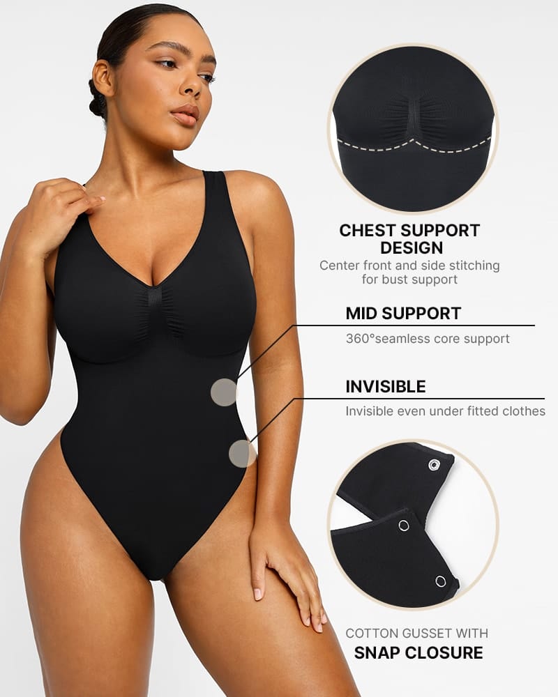 V-Neck Thong Bodysuit
