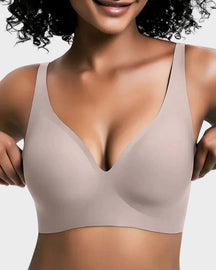 Seamless Deep V Push Up Wireless Bra grey