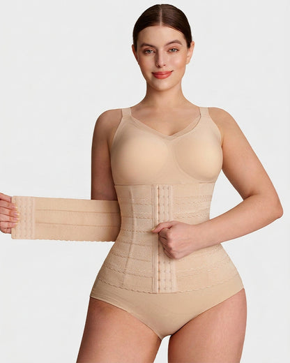 Segmented Waist Trainer Corset with Steel Bones beige c