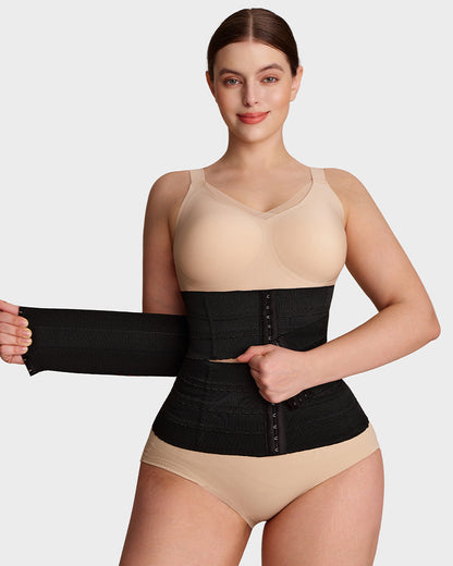 Segmented Waist Trainer Corset with Steel Bones black a