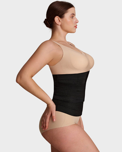 Segmented Waist Trainer Corset with Steel Bones black b