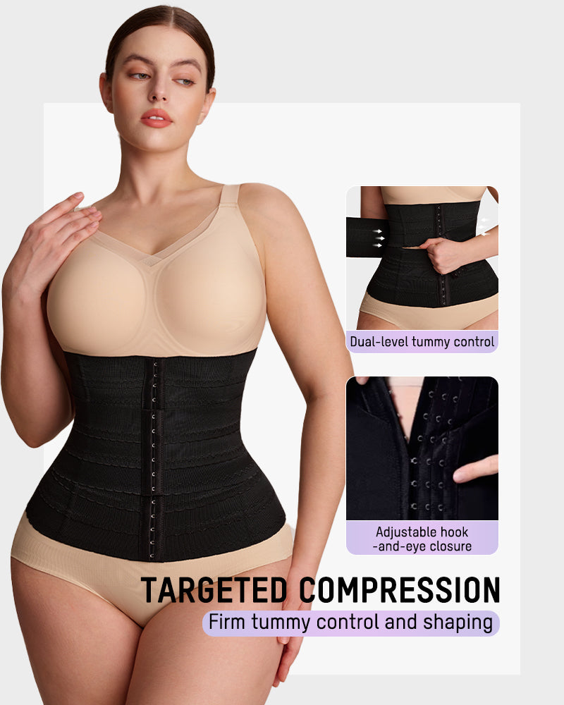 Segmented Waist Trainer Corset with Steel Bones black d