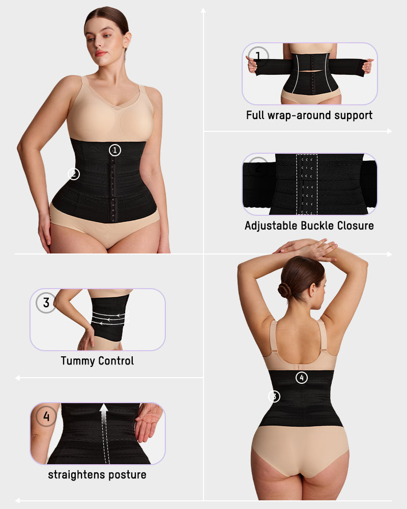 Segmented Waist Trainer Corset with Steel Bones black e