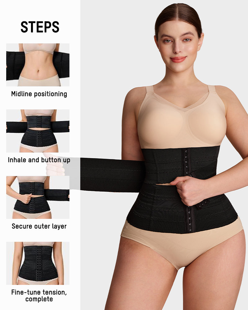 Segmented Waist Trainer Corset with Steel Bones black f