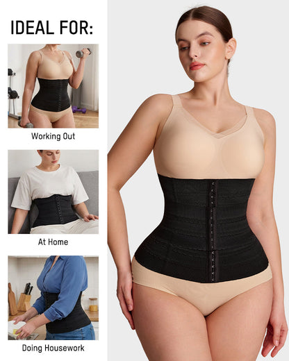 Segmented Waist Trainer Corset with Steel Bones black h
