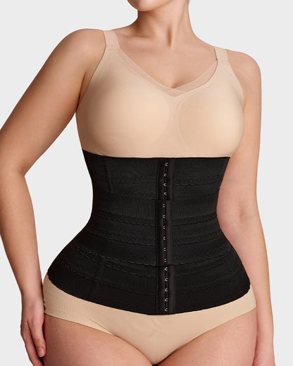Segmented Waist Trainer Corset with Steel Bones black