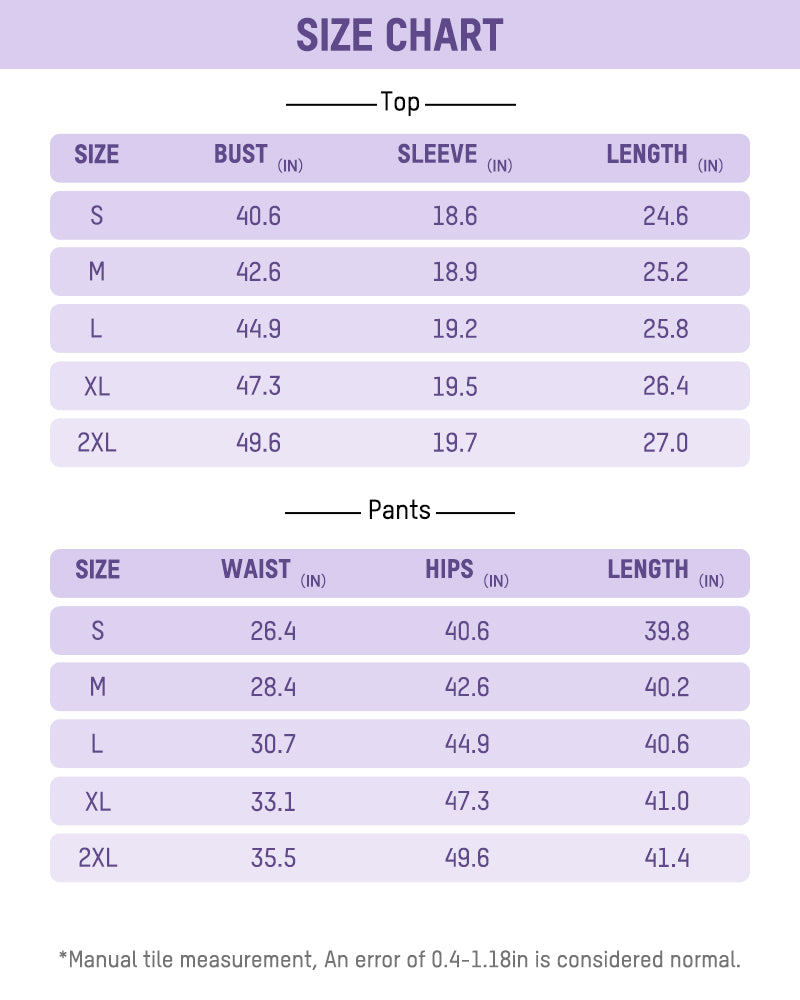 Soft Fuzzy V Neck Loungewear Set size chart