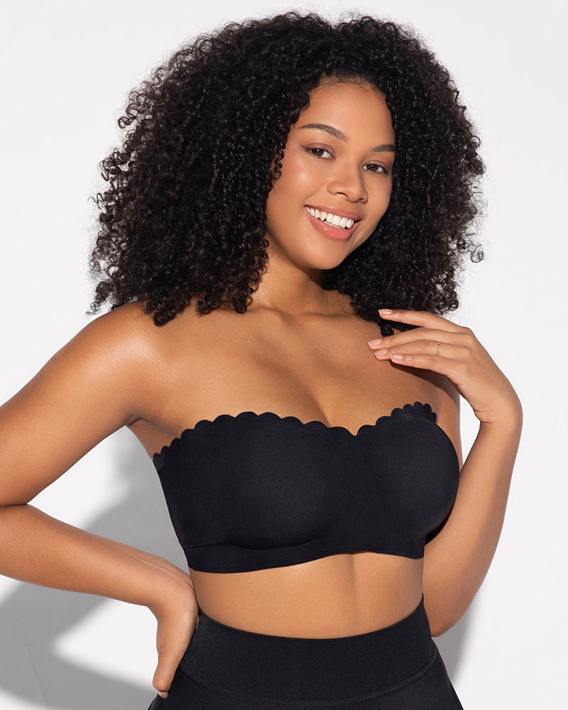 Strapless Front Closure Leopard Print Bra black e