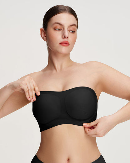 Comfortable Stay-Put Strapless Bra - Black