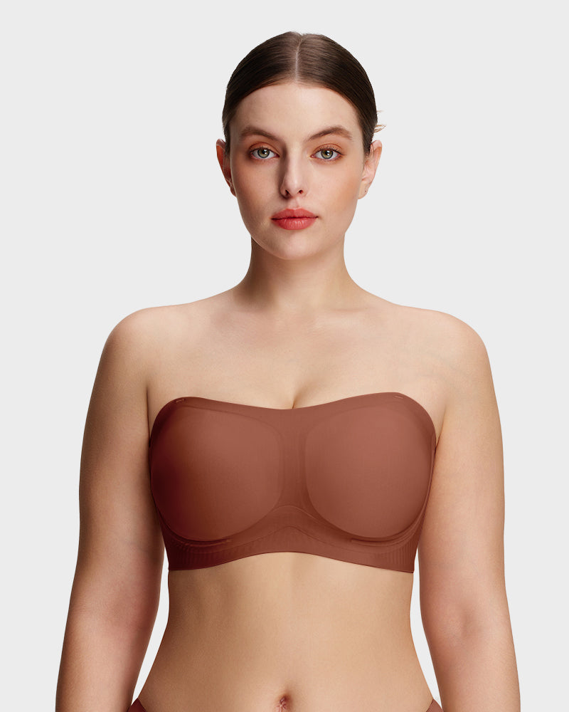 Comfortable Stay-Put Strapless Bra - Coffee