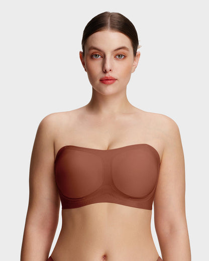 Comfortable Stay-Put Strapless Bra - Coffee