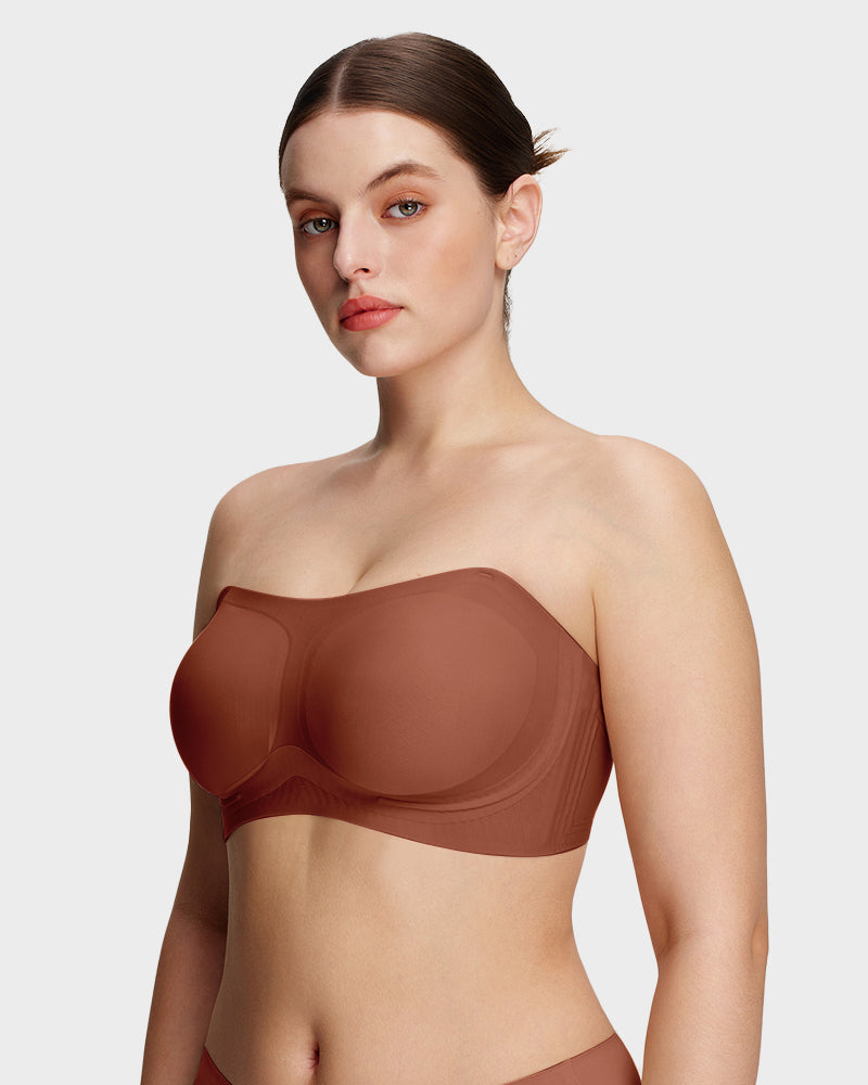 Comfortable Stay-Put Strapless Bra - Coffee